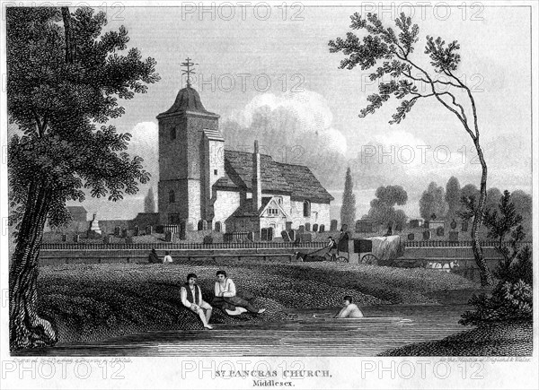 St Pancras Old Church, London, 1815.Artist: Charles Pye