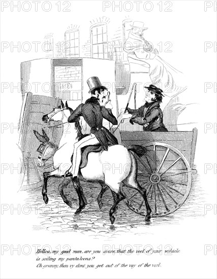 Cartoon on a riding theme, 19th century. Artist: Unknown
