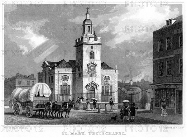 Church of St Mary, Whitechapel, London, 1831.Artist: J Tingle