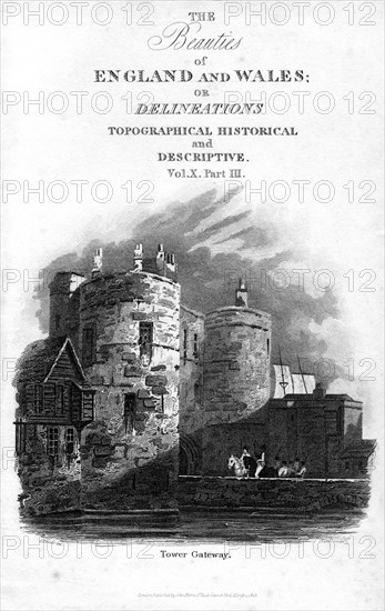 Tower Gateway, Tower of London, 1815.Artist: Sands