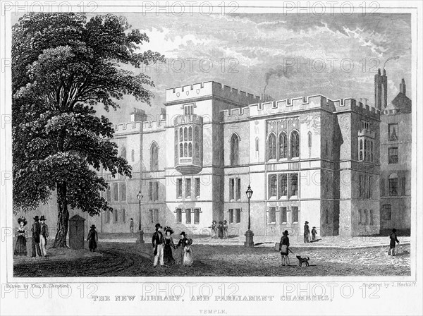 The New Library and Parliament Chambers, Temple, London, 1829.Artist: J Hinchcliff