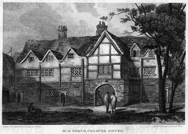 Old porch, Charterhouse, London, 1815.Artist: Owen