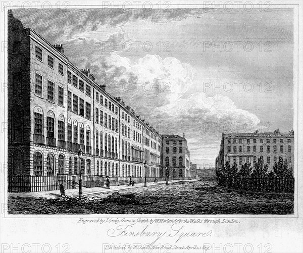 Finsbury Square, London, 1817.Artist: J Greig