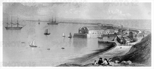 Portland Harbour and Breakwater, 1866. Artist: Unknown