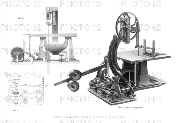 Greenwood's Wood Sawing Machine, 1886. Artist: Unknown