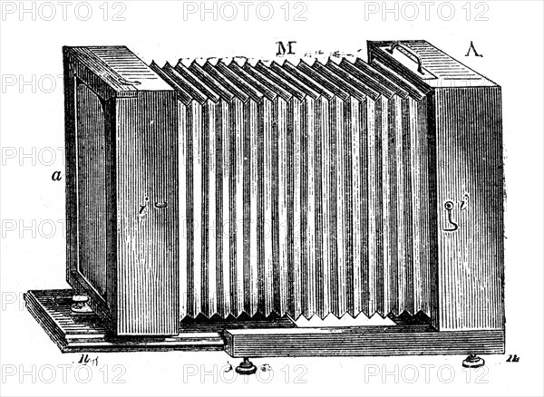 Bellows-bodied camera, 1866. Artist: Unknown