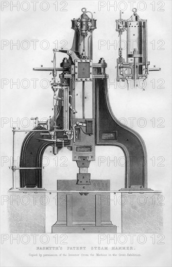 Nasmyth's patent steam hammer, 1866. Artist: Unknown