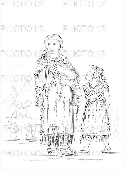 Native American woman and child, 1841.Artist: Myers and Co