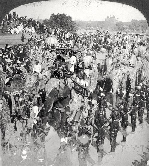 Princes in the Grand State Entry, Durbar, Delhi, India.Artist: Underwood & Underwood