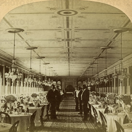 Dining room, Grand Union Hotel, Saratoga, New York, USA.Artist: BW Kilburn