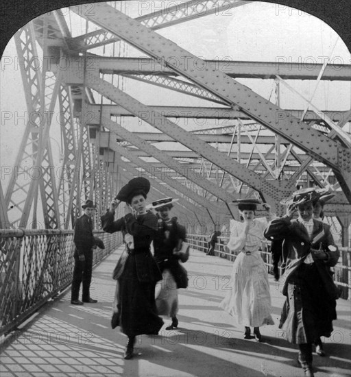 The promenade, Williamsburg Bridge, New York, USA, c1900s.Artist: Excelsior Stereoscopic Tours