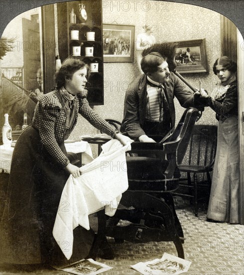 'Getting His Hair Banged'.Artist: American Stereoscopic Company