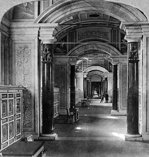 Interior of the Vatican Library, Rome, Italy.Artist: Underwood & Underwood