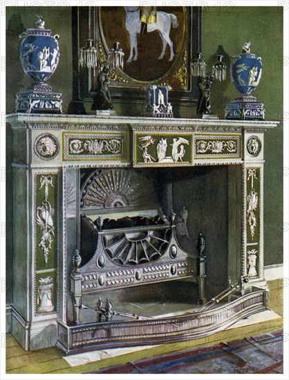 Wedgwood Flaxman chimneypiece, Fontainebleau, France, 1911-1912.Artist: Edwin Foley