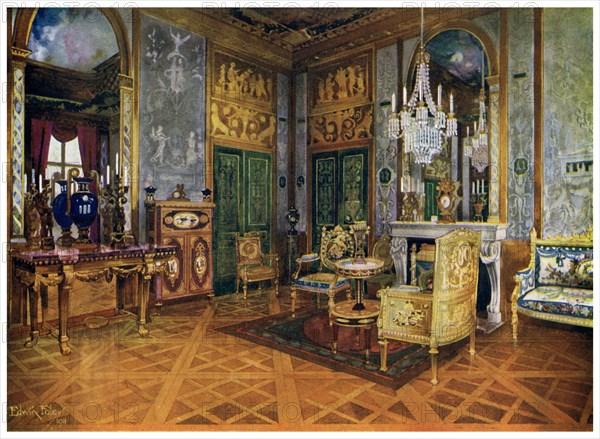 Salon de Musique of Marie Antoinette, Chambre a Coucher, Palais de Fontainebleau, France, 1911-1912.Artist: Edwin Foley