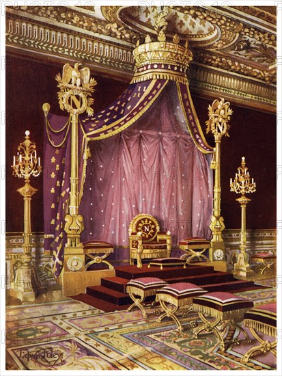 Throne room in the Palace of Fontainebleau, France, 1911-1912.Artist: Edwin Foley