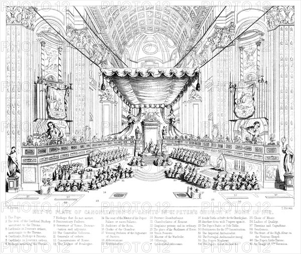 Canonisation of Saints in St Peter's Church, Rome, 1712.Artist: T Brown