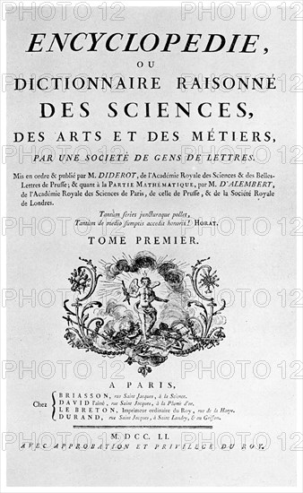 Title page of Denis Diderot's Encyclopedie, 1751 (1956). Artist: Unknown