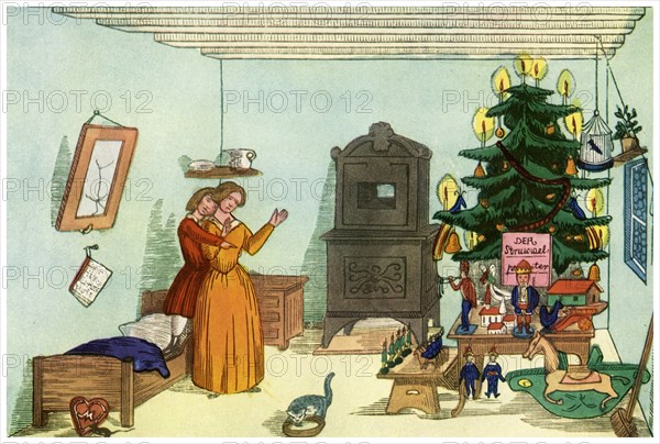 Christmas scene from King Nutcracker by Heinrich Hoffmann, 1853 (1956). Artist: Unknown