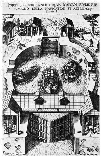 Design for hinged canal lockgates by Leonardo da Vinci, 15th century (1956). Artist: Unknown