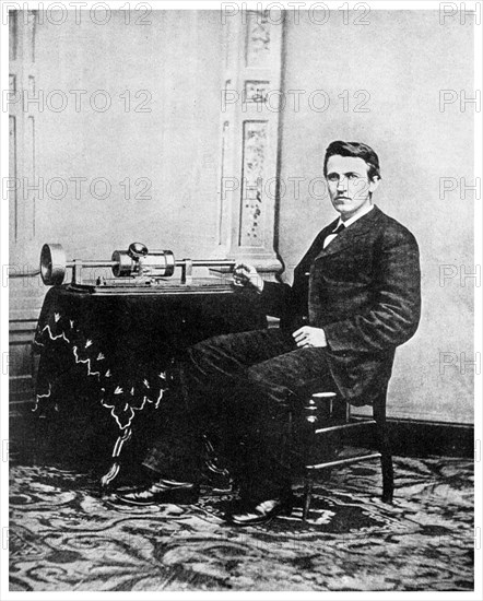 Thomas Edison, American inventor, c1878 (1956). Artist: Unknown