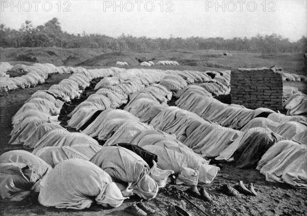 Muslims at prayer, Algeria, 1920.Artist: Biskra Frechon