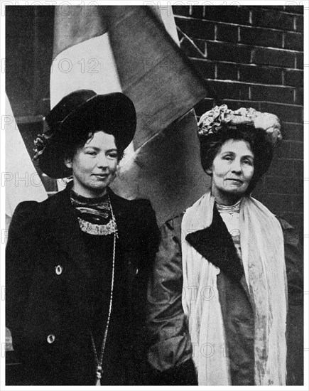 Emmeline Pankhurst, British suffragette, and her daughter Christabel, early 20th century (1956). Artist: Unknown