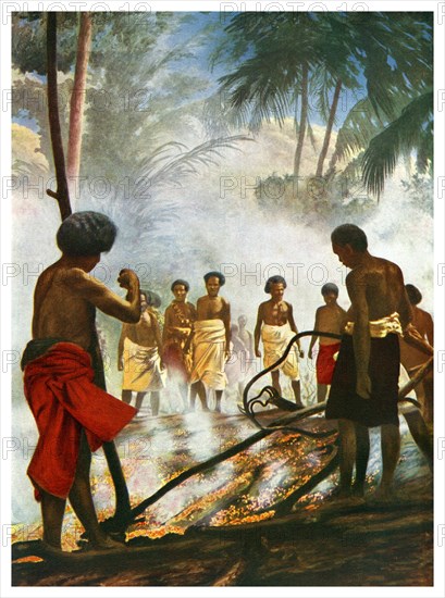 Fire walking in Fiji, 1920. Artist: Unknown