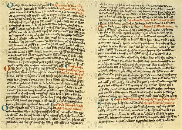 Pages from the cartulary of Osney Abbey, c1275 (1886). Artist: Unknown