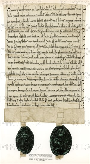 Title deed for properties surrounding the Guildhall, City of London, c1182-1201 (1886). Artist: Unknown