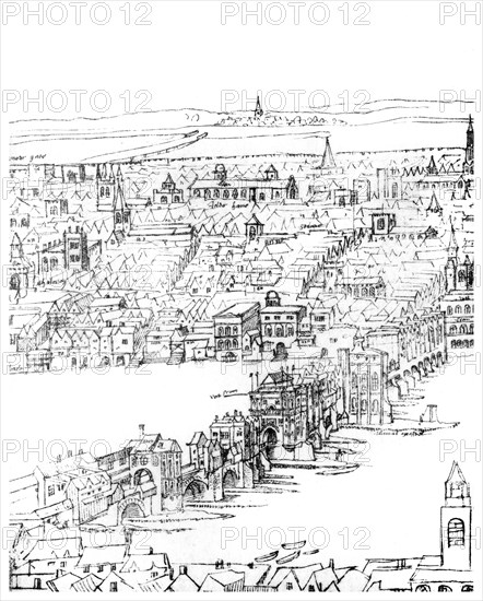 View of London, 16th century (1886). Artist: Unknown