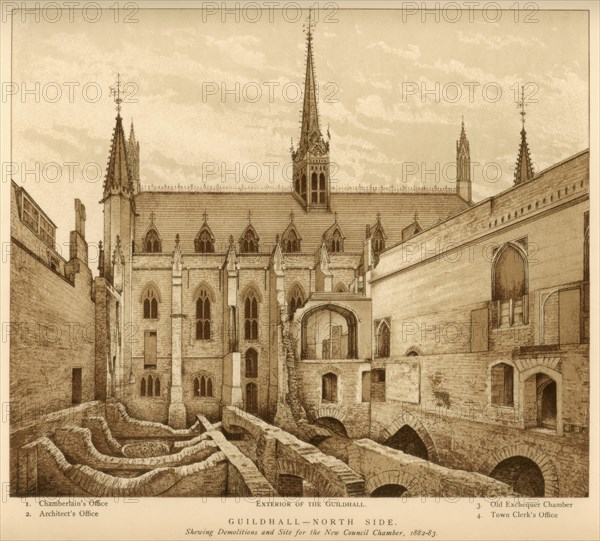 'Guildhall North Side', City of London, 1882-1883 (1886). Artist: Unknown