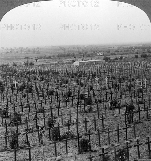 Tyne Cot Cemetery, Passchendaele Ridge, Belgium, World War I, c1918-1919.Artist: Realistic Travels Publishers