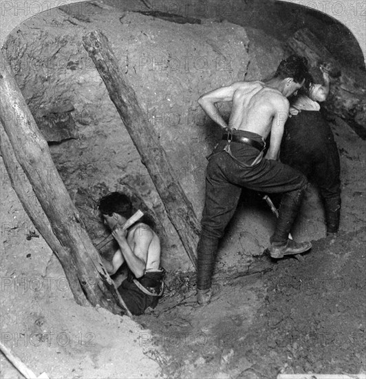 Mining at Messines Ridge, Belgium, World War I, 1914-1918.Artist: Realistic Travels Publishers