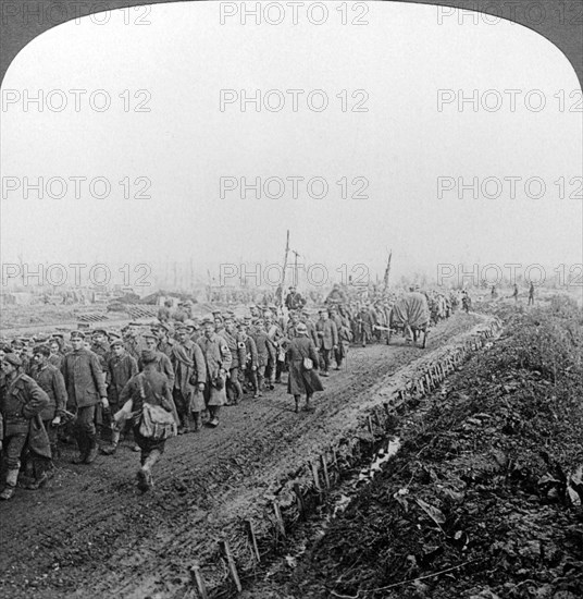 German prisoners of war, Sambre, World War I, 1914-1918.Artist: Realistic Travels Publishers