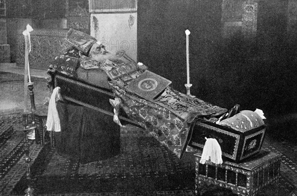 'Lying in State, the Late Armenian Patriarch'.Artist: The American Colony