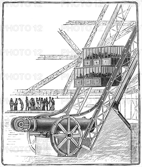 The well of the Roux Combaluzier elevator, Eiffel Tower, Paris, 1889. Artist: Unknown