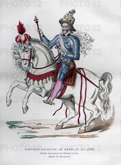 Equestrian portrait of Henry IV of France in 1596, (1882-1884).Artist: Chevignard