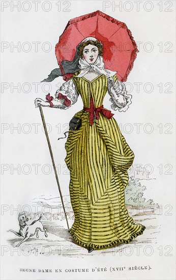 Young woman in summer fashion, 17th century (1882-1884). Artist: Unknown