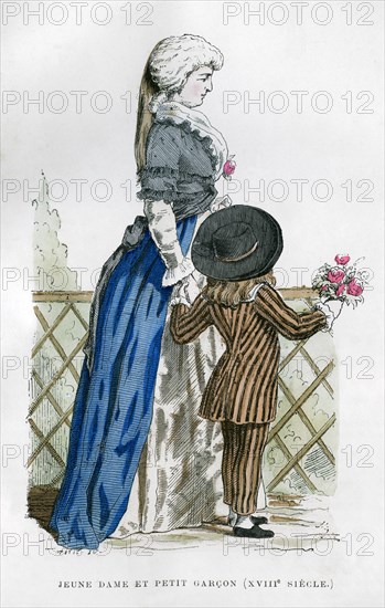 A young lady and a boy, 18th century (1882-1884). Artist: Unknown