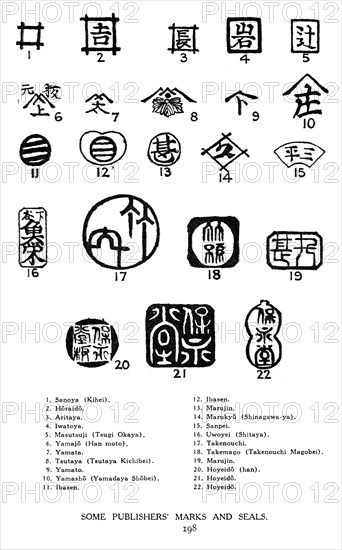 Some Japanese publishers' marks and seals, 19th century (1925). Artist: Unknown