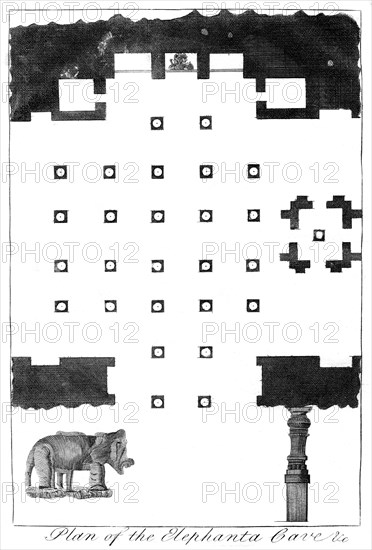 'Plan of the Elephanta Caves', India, 1799. Artist: Unknown