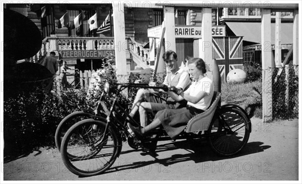 Two-seater tricycle, Zeebrugge, Belgium, 1936. Artist: Unknown