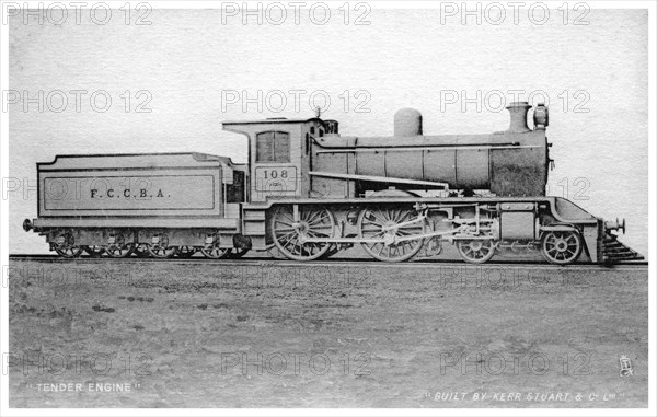 4-4-0 tender engine, steam locomotive built by Kerr, Stuart and Co, early 20th century.Artist: Raphael Tuck