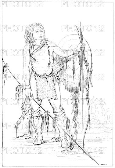 Comanche chief, the great Comanche village, 1841.Artist: Myers and Co