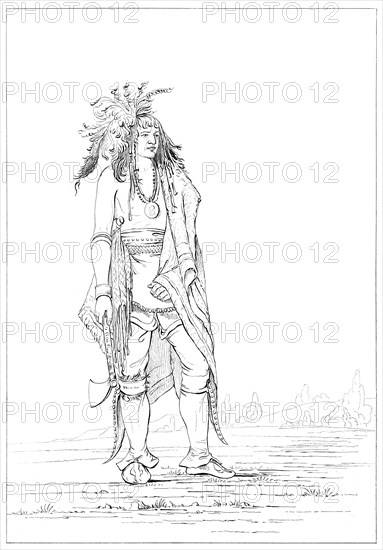 Iroquois brave, 1841.Artist: Myers and Co