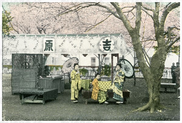 Lunch stand in a public park, Japan, 1904. Artist: Unknown