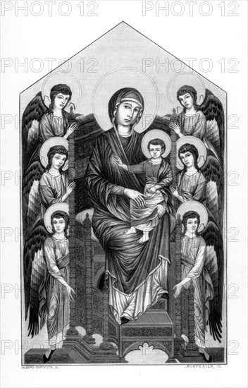 'Virgin Enthroned with Angels', 1290-1295 (1870). Artist: Apontenier