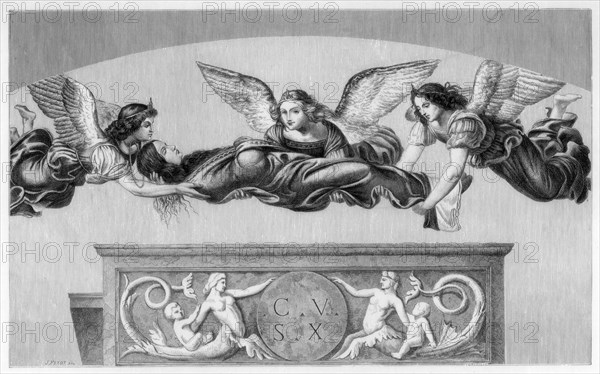 'St Catherine Carried to her Tomb by Angels', 1520-1523 (1870). Artist: Unknown