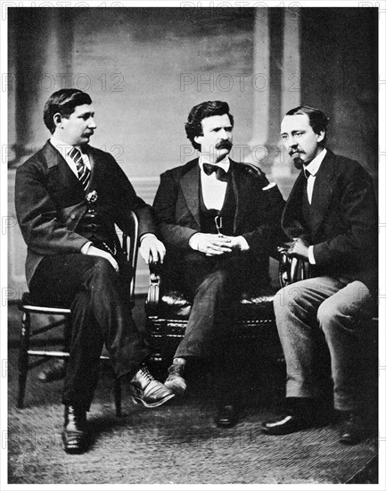 Alfred Townsend, Mark Twain and David Gray, 1871 (1955). Artist: Unknown
